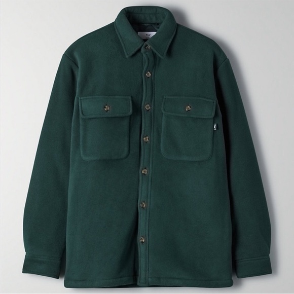 Aritzia TNA scarab dark green Virgil polar padded shirt jacket sz 2 preloved - Picture 6 of 13